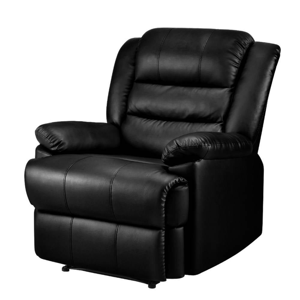 Recliner Armchair Black PU Leather
