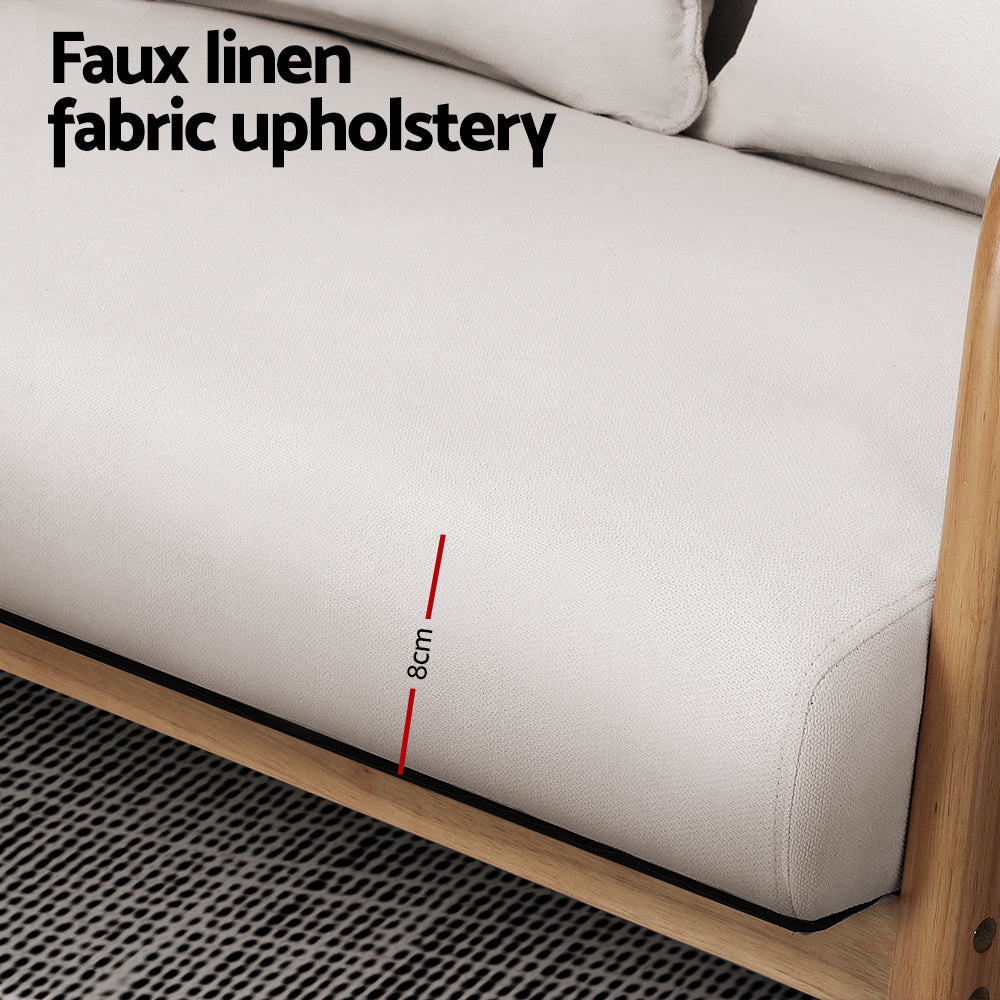 Ember Armchair Lounge Chair Accent Armchairs Couch Sofa Loveseat Beige Wood