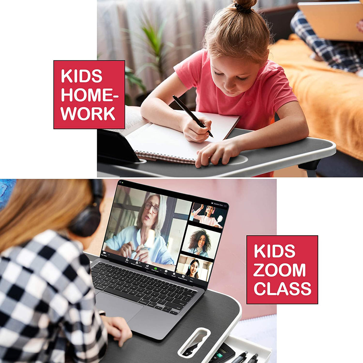 Laptop Bed Desk with Storage and foldable legs