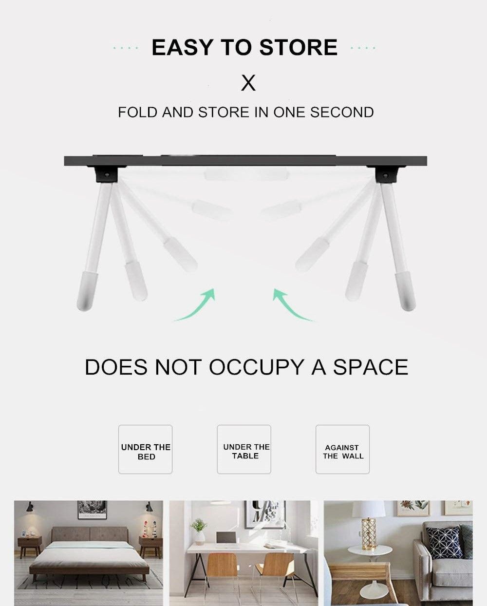 Laptop Bed Desk with Storage and foldable legs