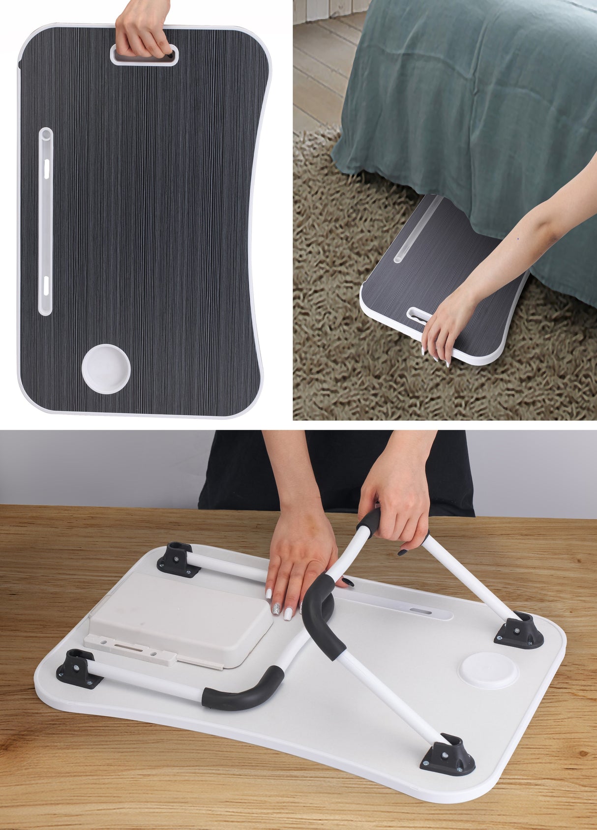 Laptop Bed Desk with Storage and foldable legs