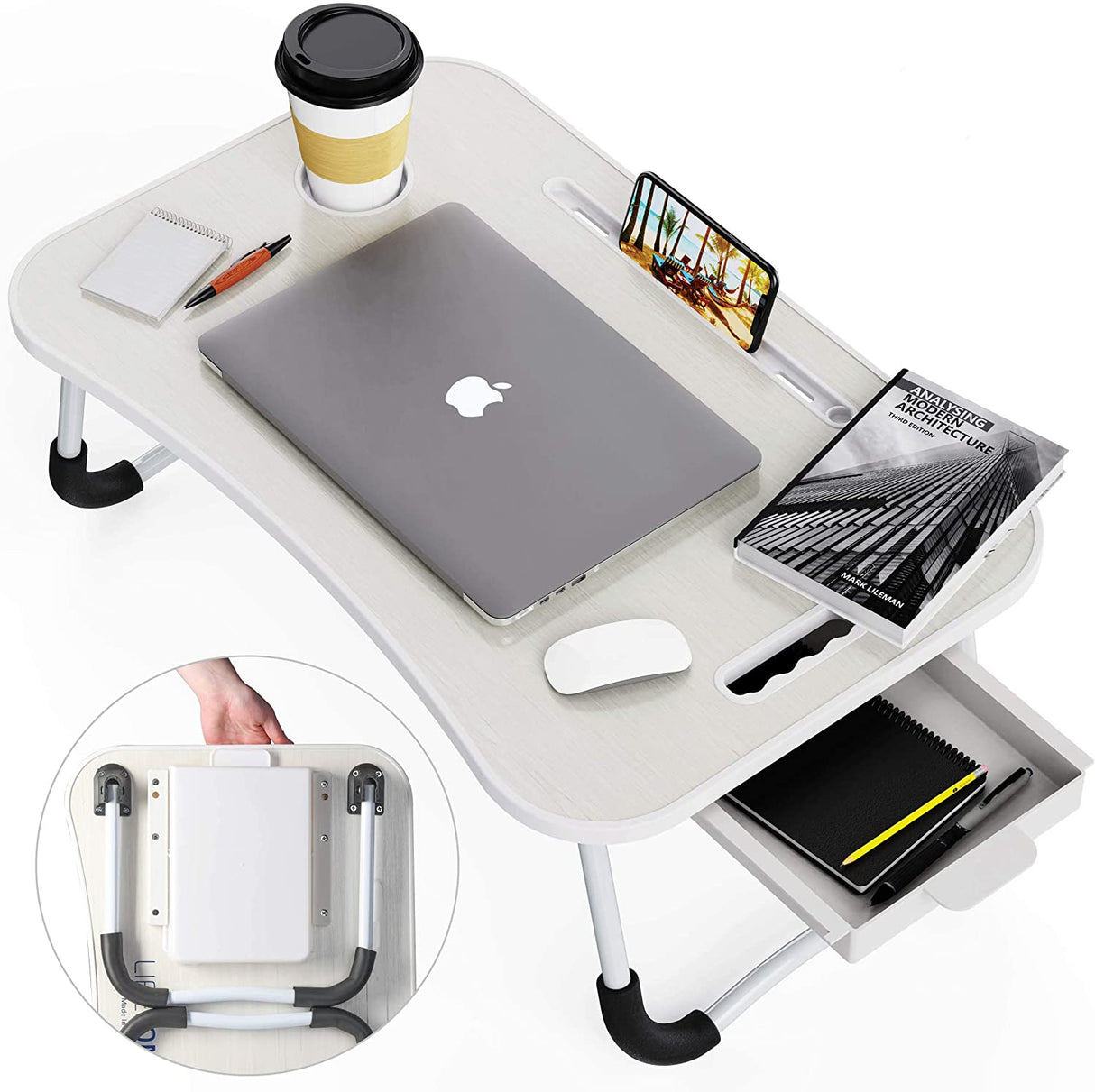 Laptop Desk with Storage and foldable legs