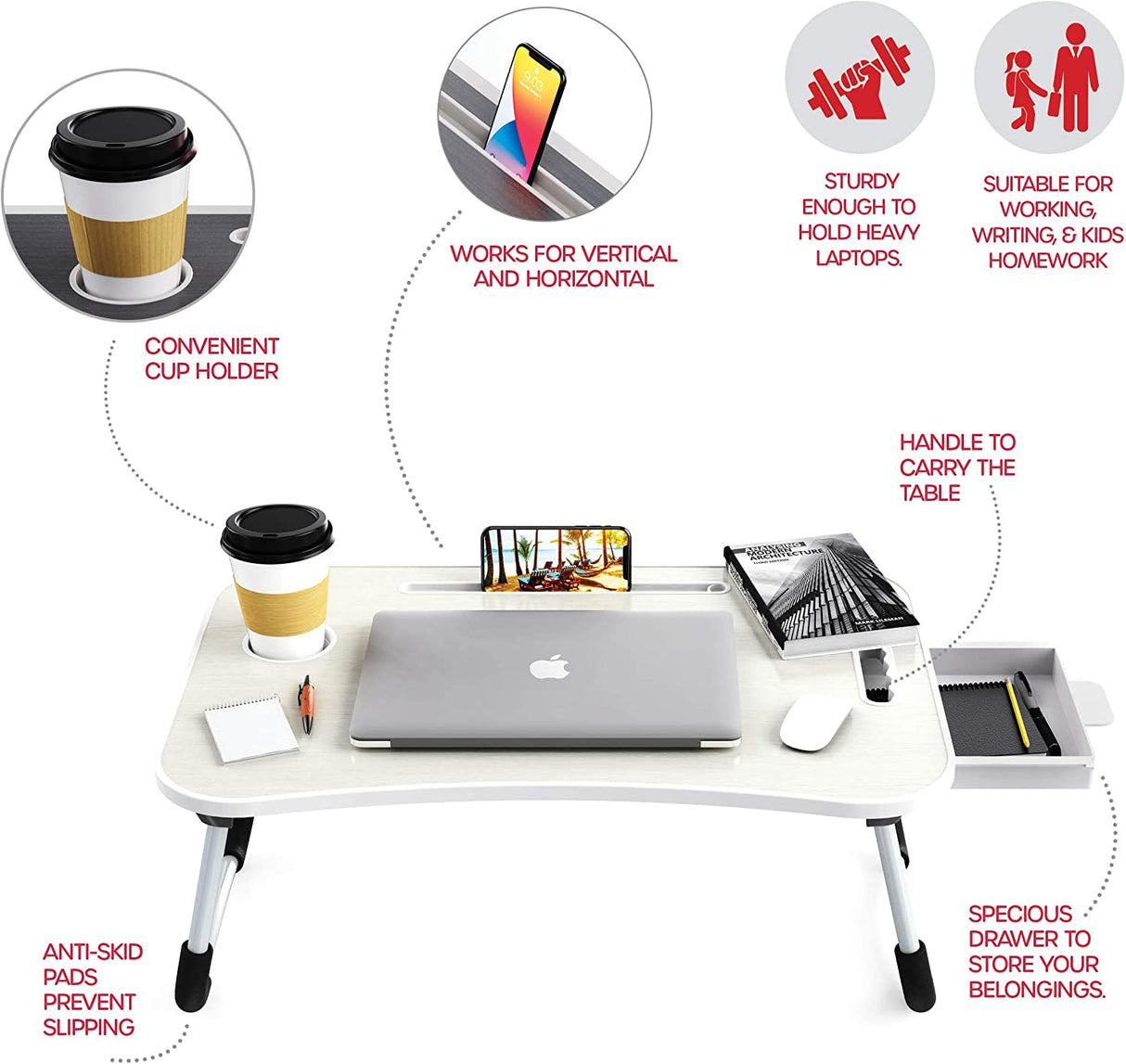 Laptop Desk with Storage and foldable legs