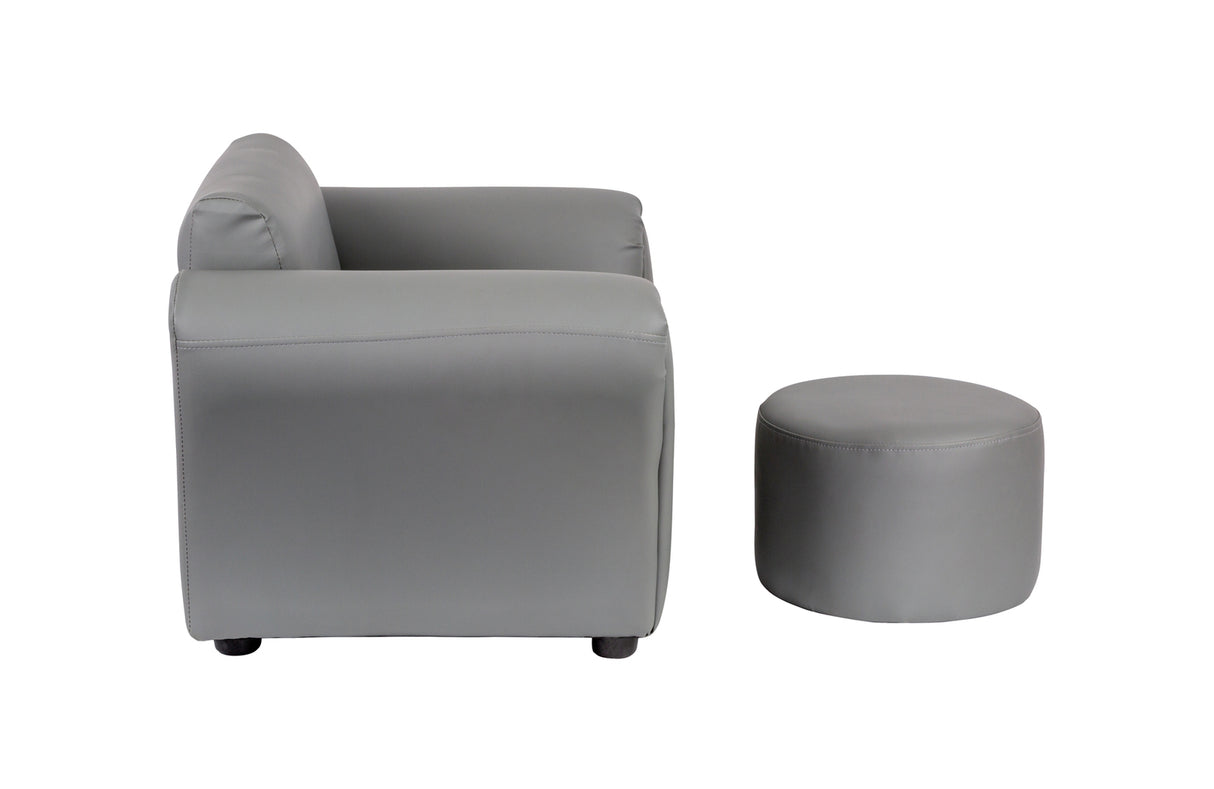 Ember Kids Grey Couch Sofa Chair with Footstool