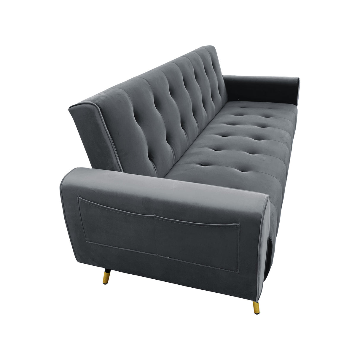 Sarantino Ava 3-seater Tufted Velvet Futon By Sarantino - Dark Grey