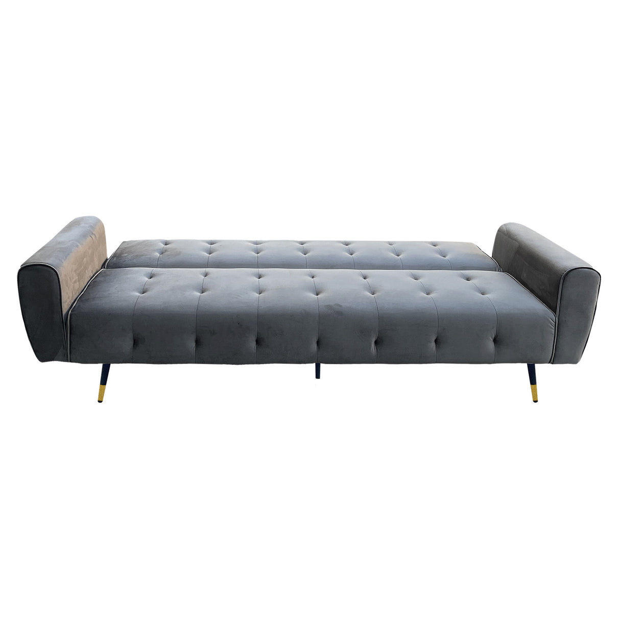 Sarantino Ava 3-seater Tufted Velvet Futon By Sarantino - Dark Grey