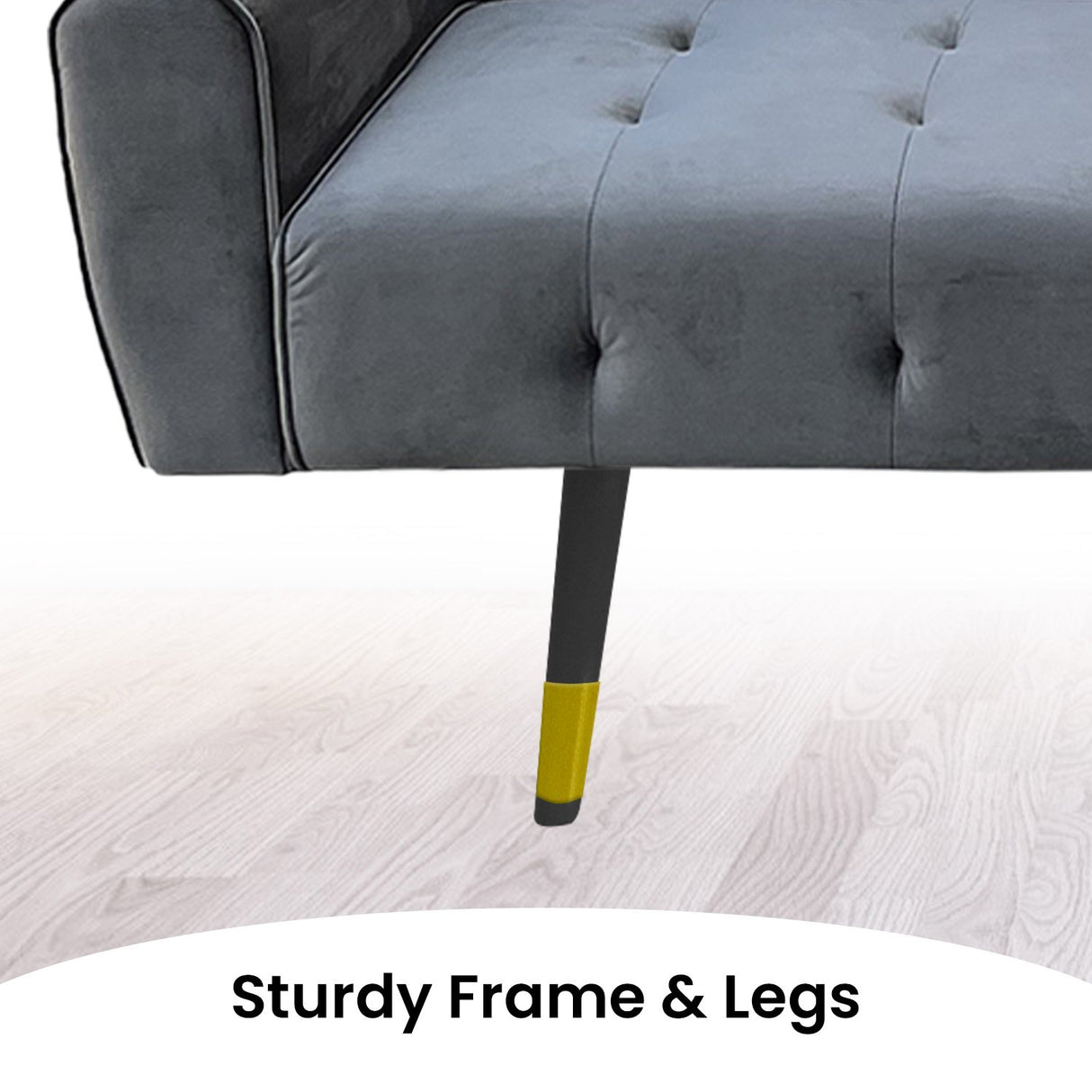 Sarantino Ava 3-seater Tufted Velvet Futon By Sarantino - Dark Grey