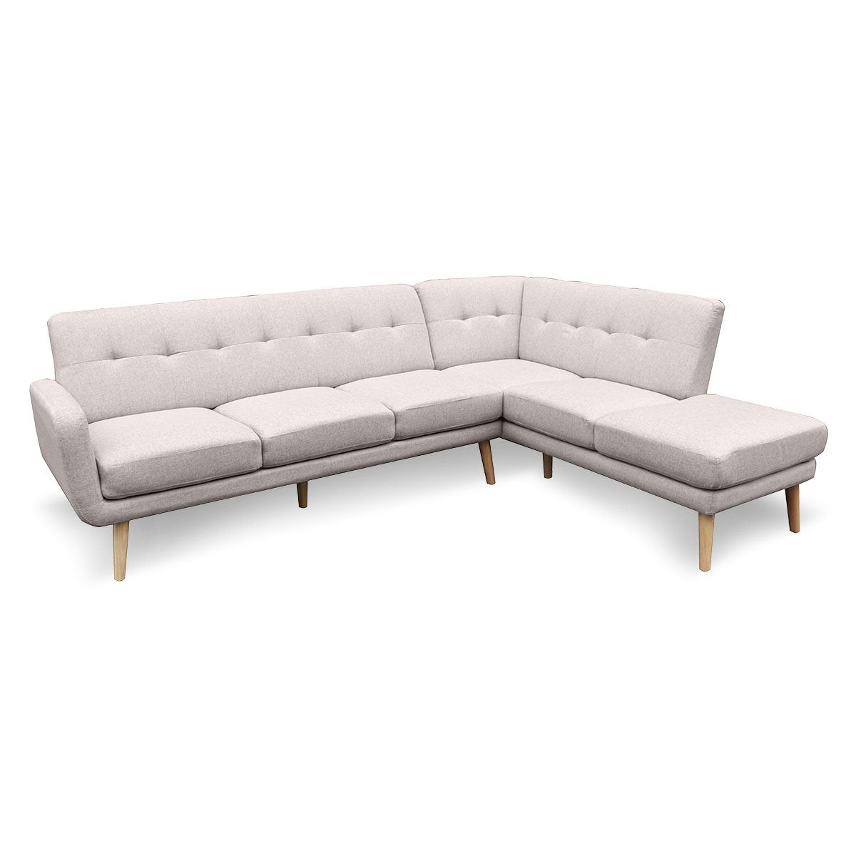 Ember Faux Linen Corner Sofa Lounge L-shaped Chaise Light Grey