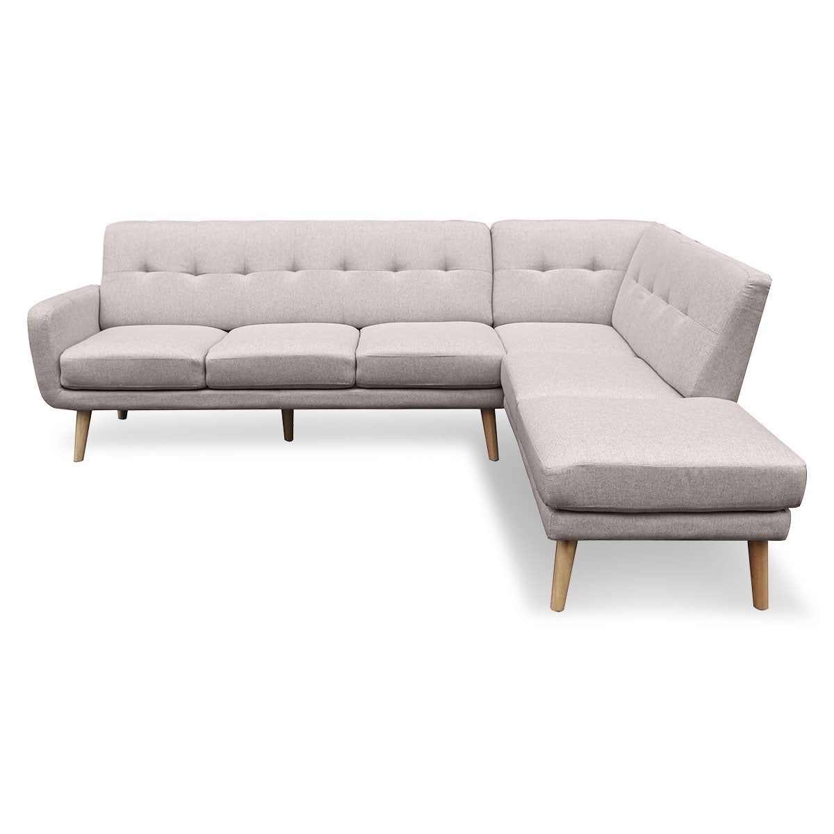 Ember Faux Linen Corner Sofa Lounge L-shaped Chaise Light Grey