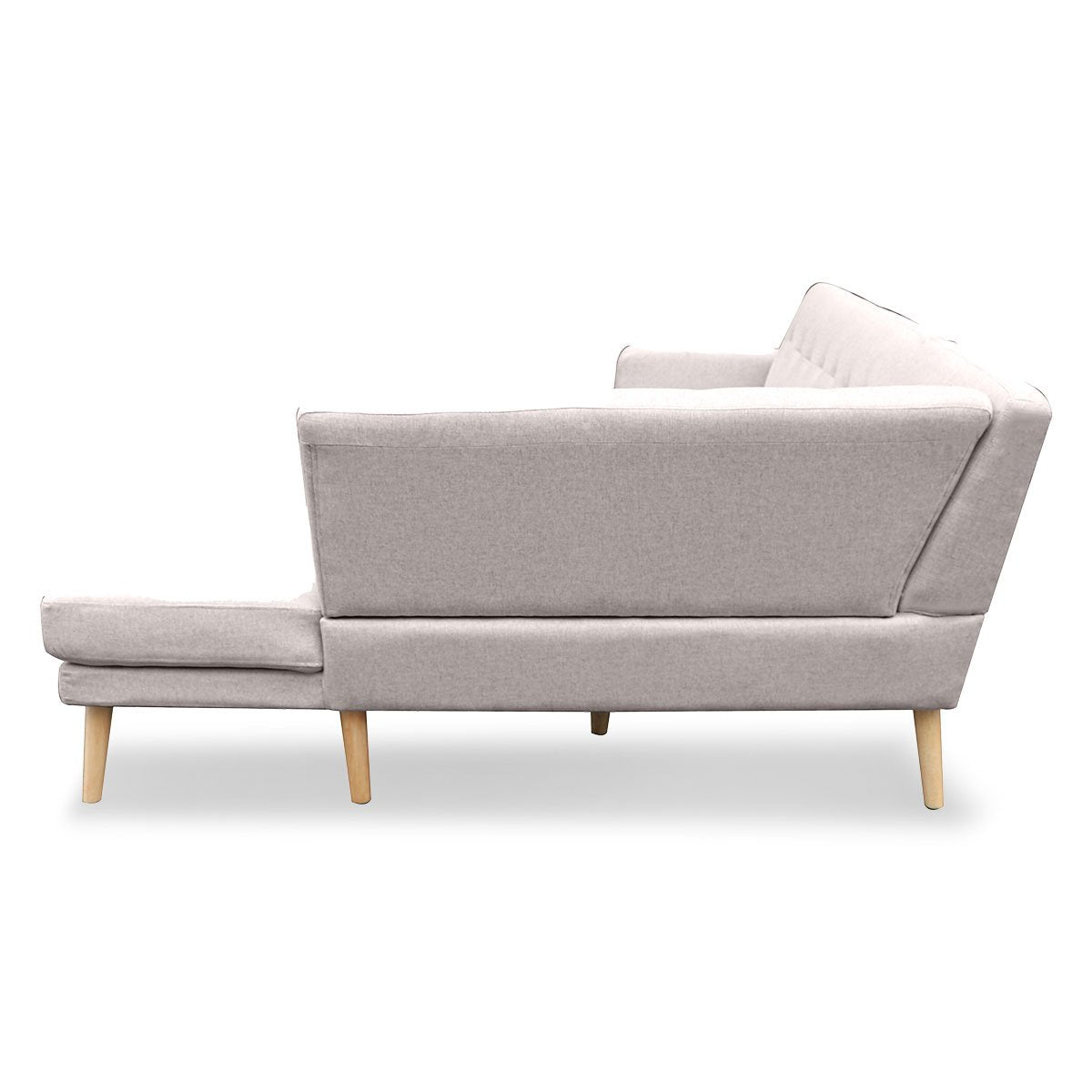 Ember Faux Linen Corner Sofa Lounge L-shaped Chaise Light Grey