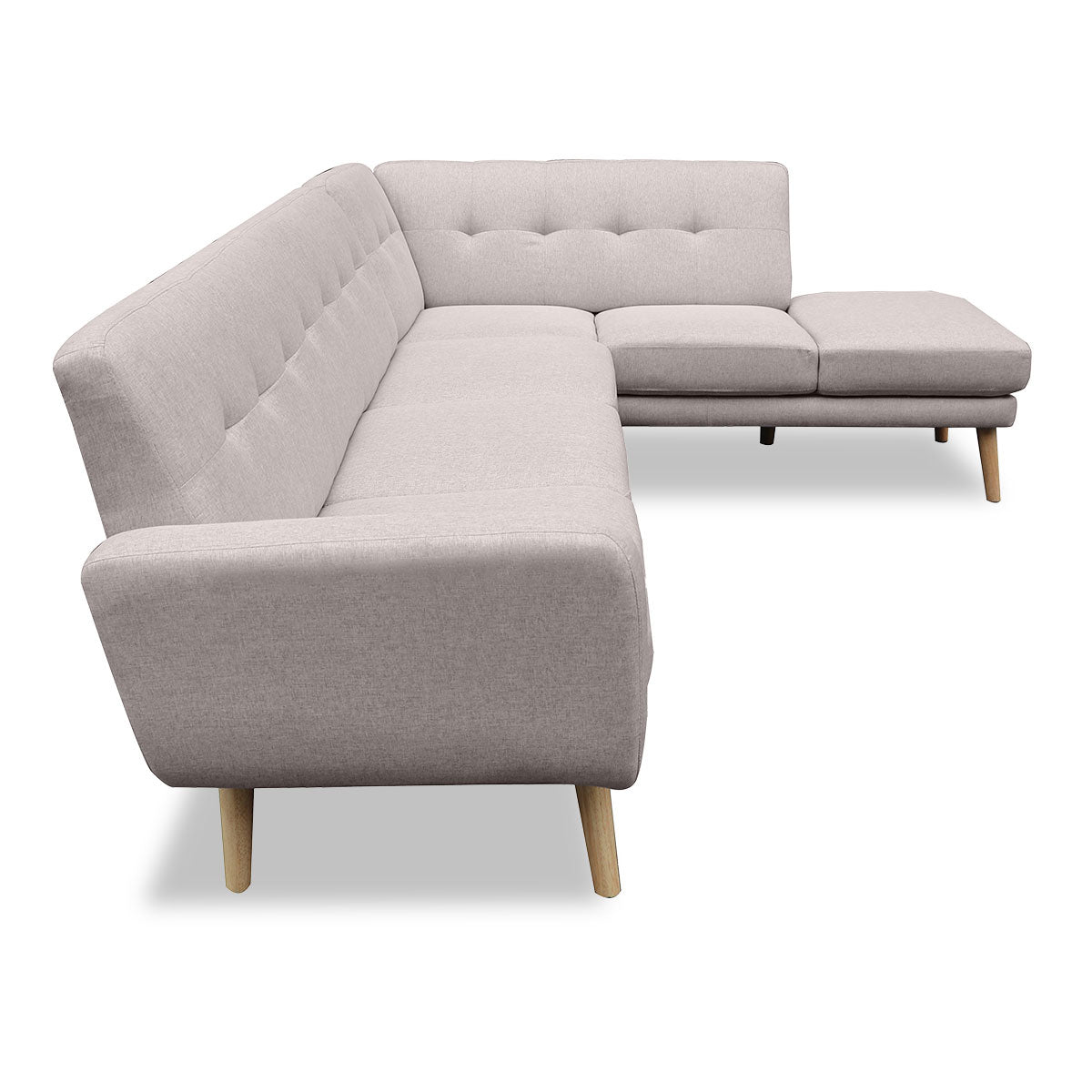 Ember Faux Linen Corner Sofa Lounge L-shaped Chaise Light Grey