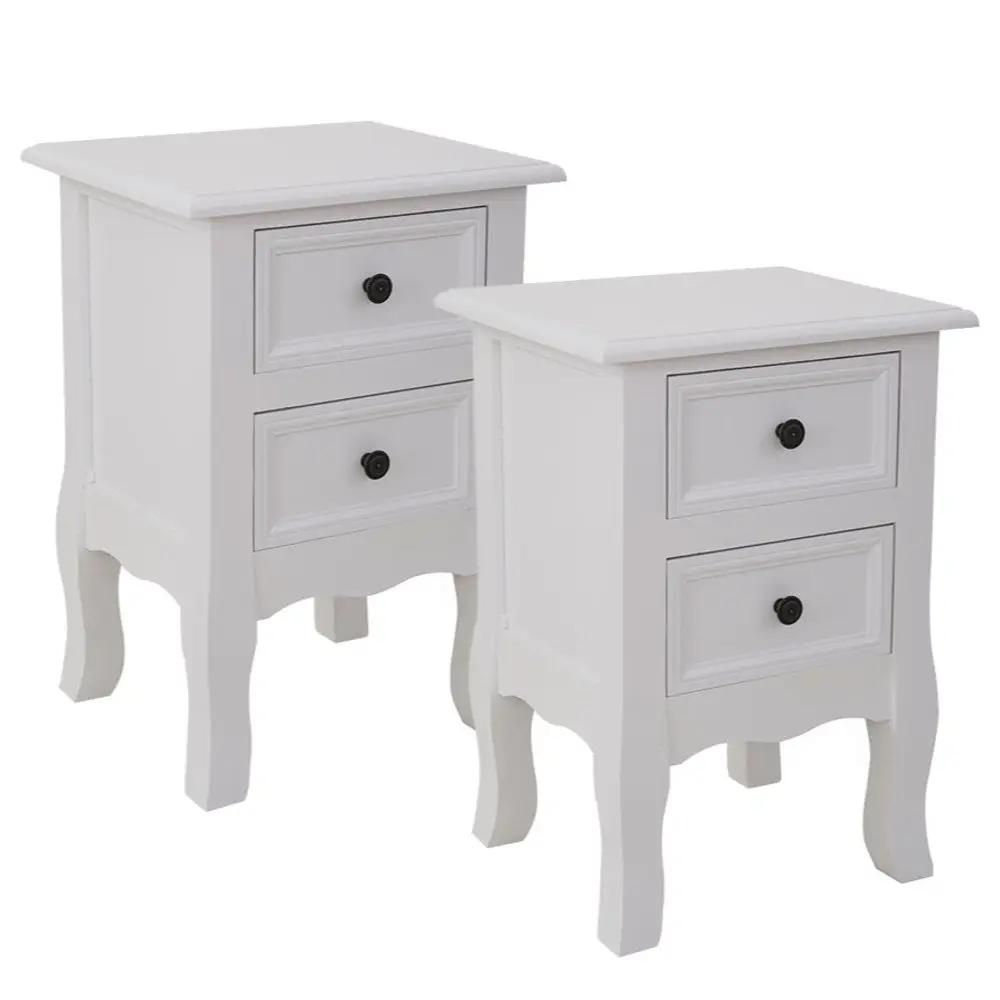 French Bedside Table White Set of 2