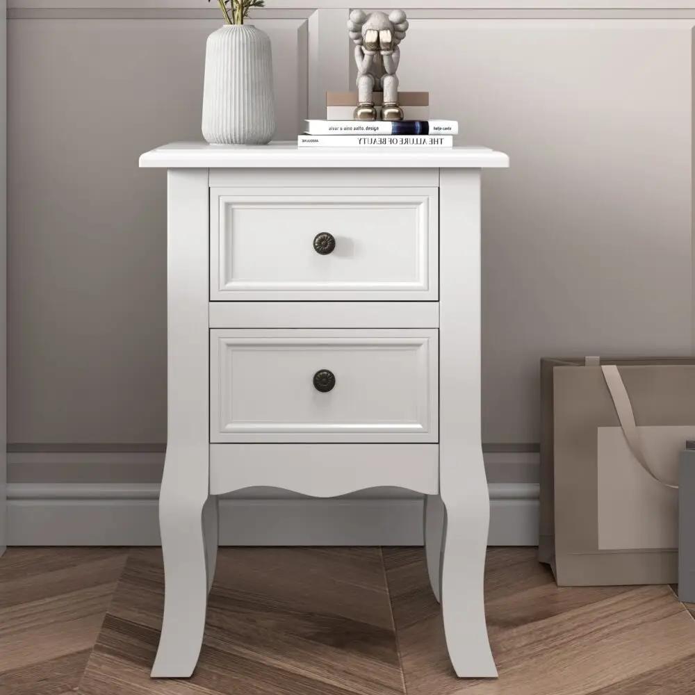 French Bedside Table White Set of 2