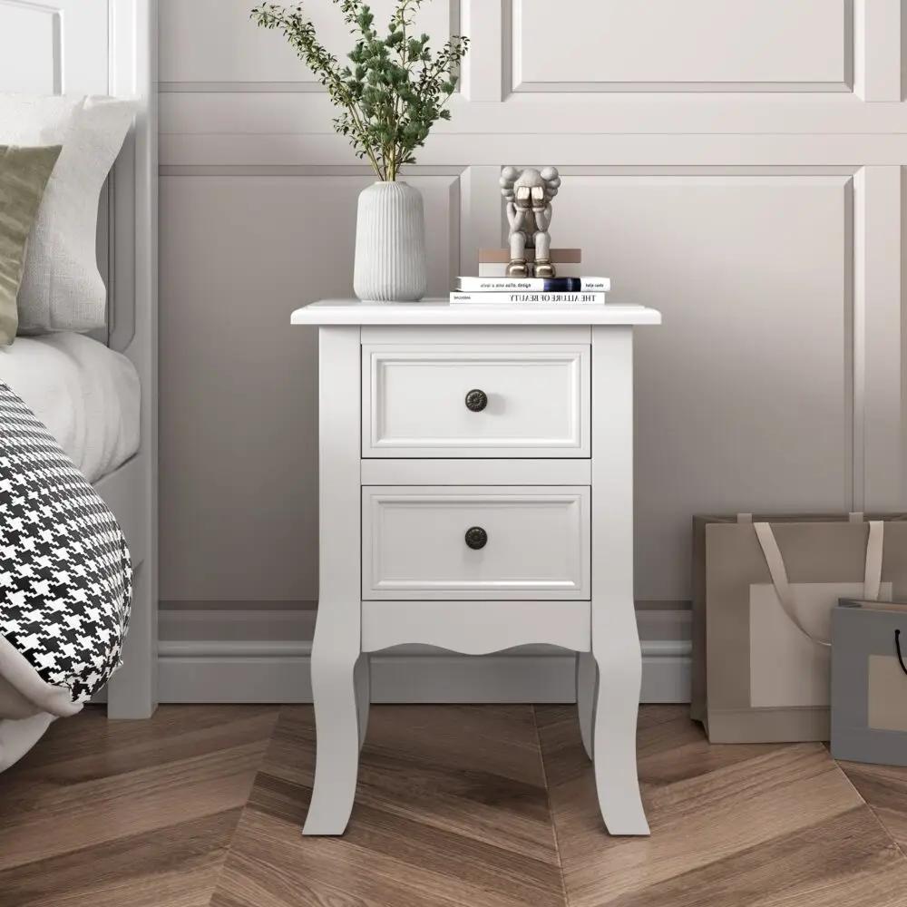 French Bedside Table White Set of 2