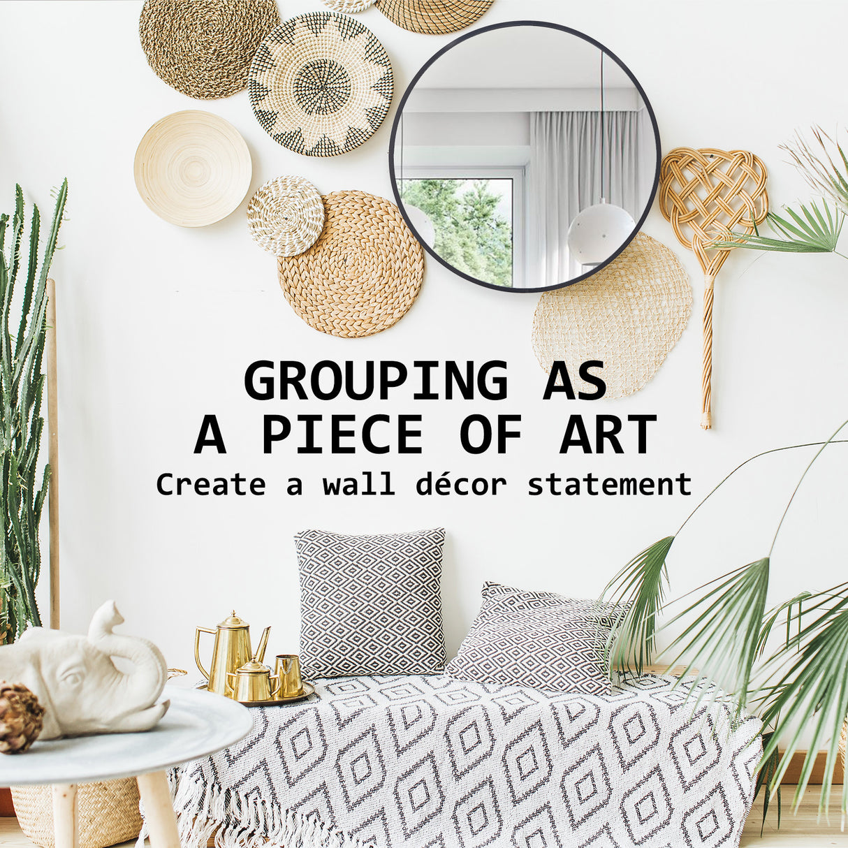 2 Set Wall Mirror Round Aluminum Frame Bathroom 50cm BLACK