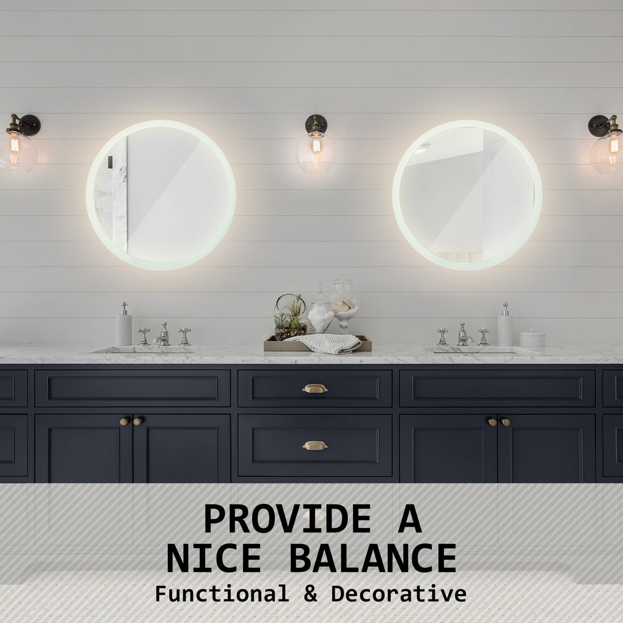 LED Wall Mirror Round Anti-Fog Bathroom 50cm