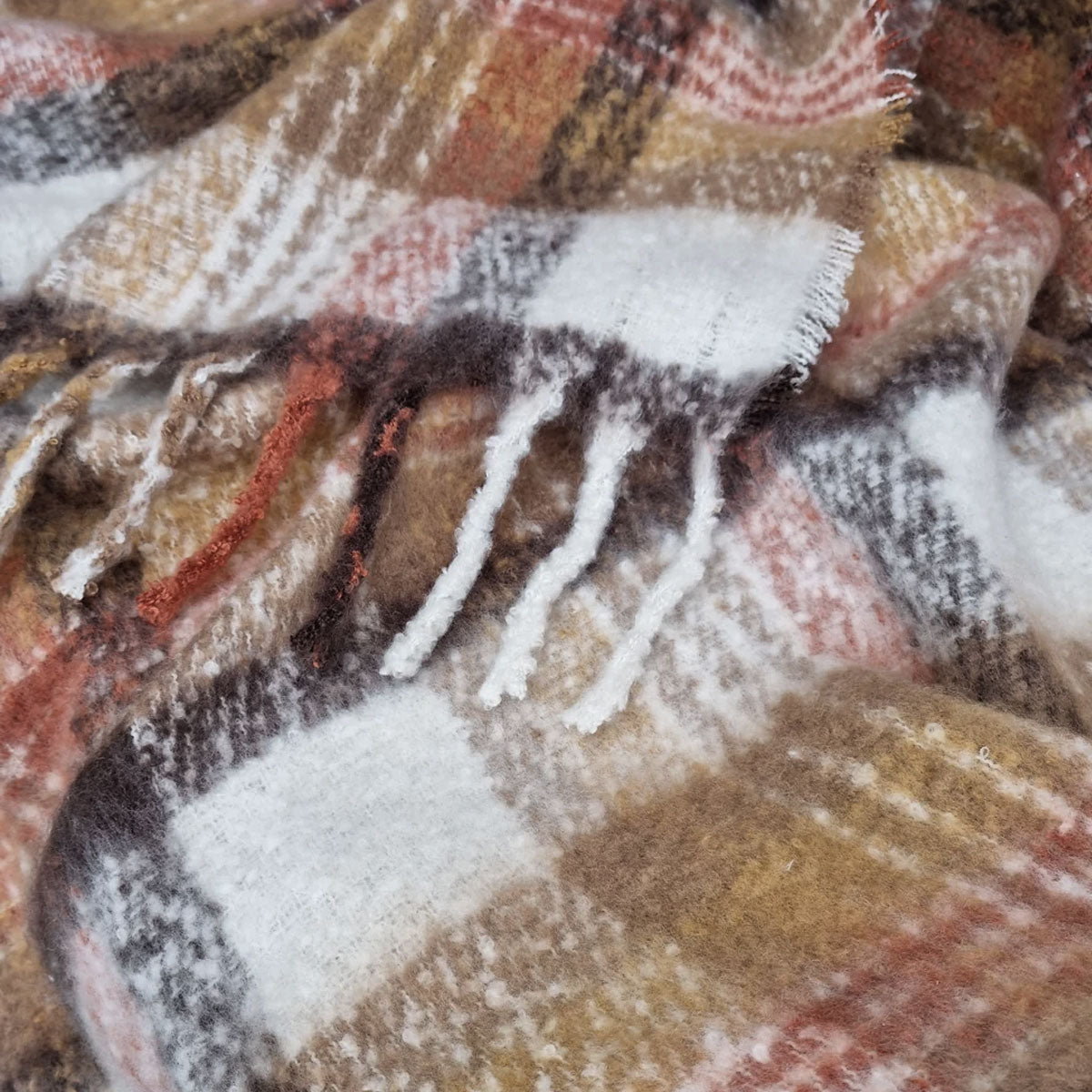 J Elliot Home Aiden Sand Multi Faux Mohair Throw with Fringe 130 x 160cm