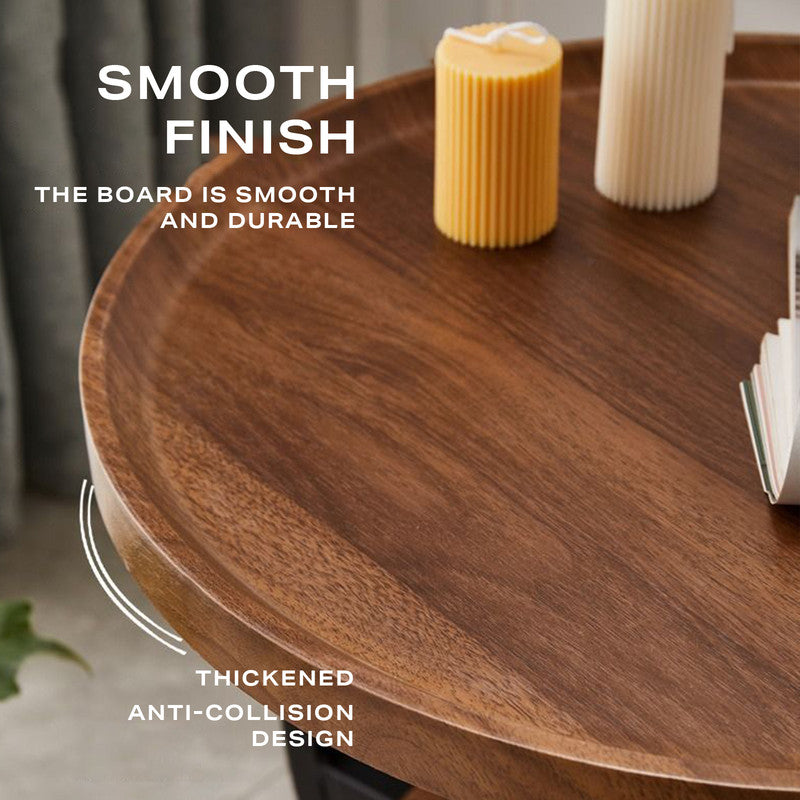 2 Tier Table Sofa Side End Table Round with Sturdy Metal Frame