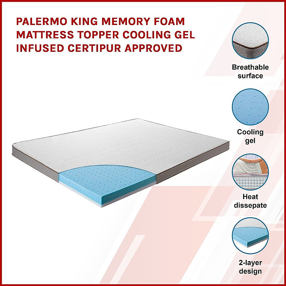 King Cooling Gel Memory Foam Mattress Topper – CertiPUR-US® Certified Foam