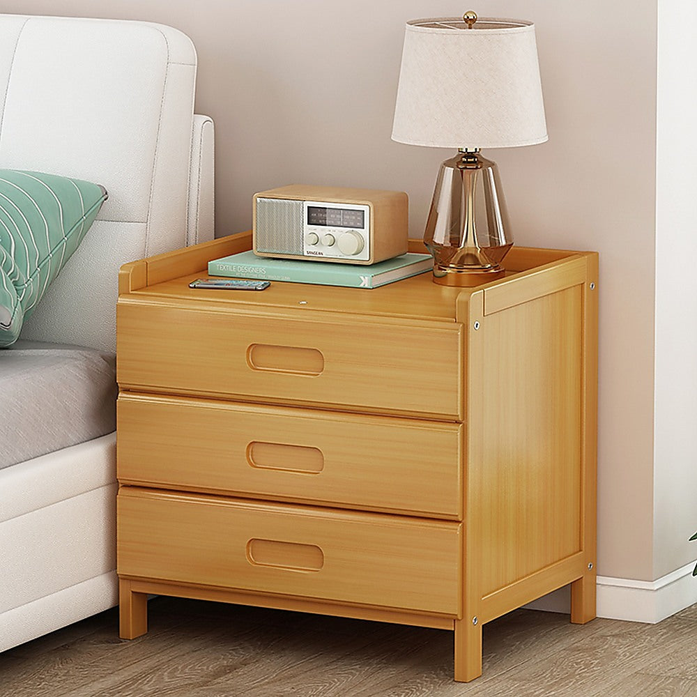 Bamboo Bedside Table Storage Side Stand