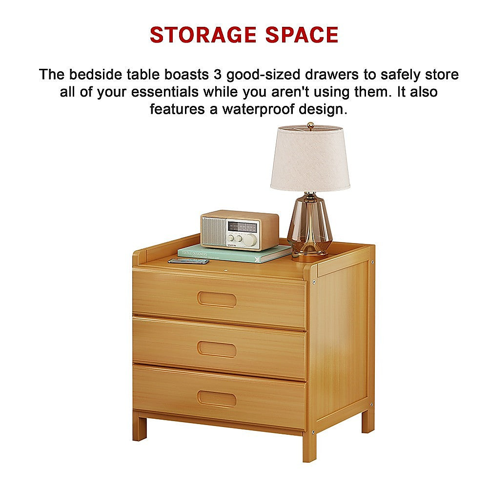 Bamboo Bedside Table Storage Side Stand