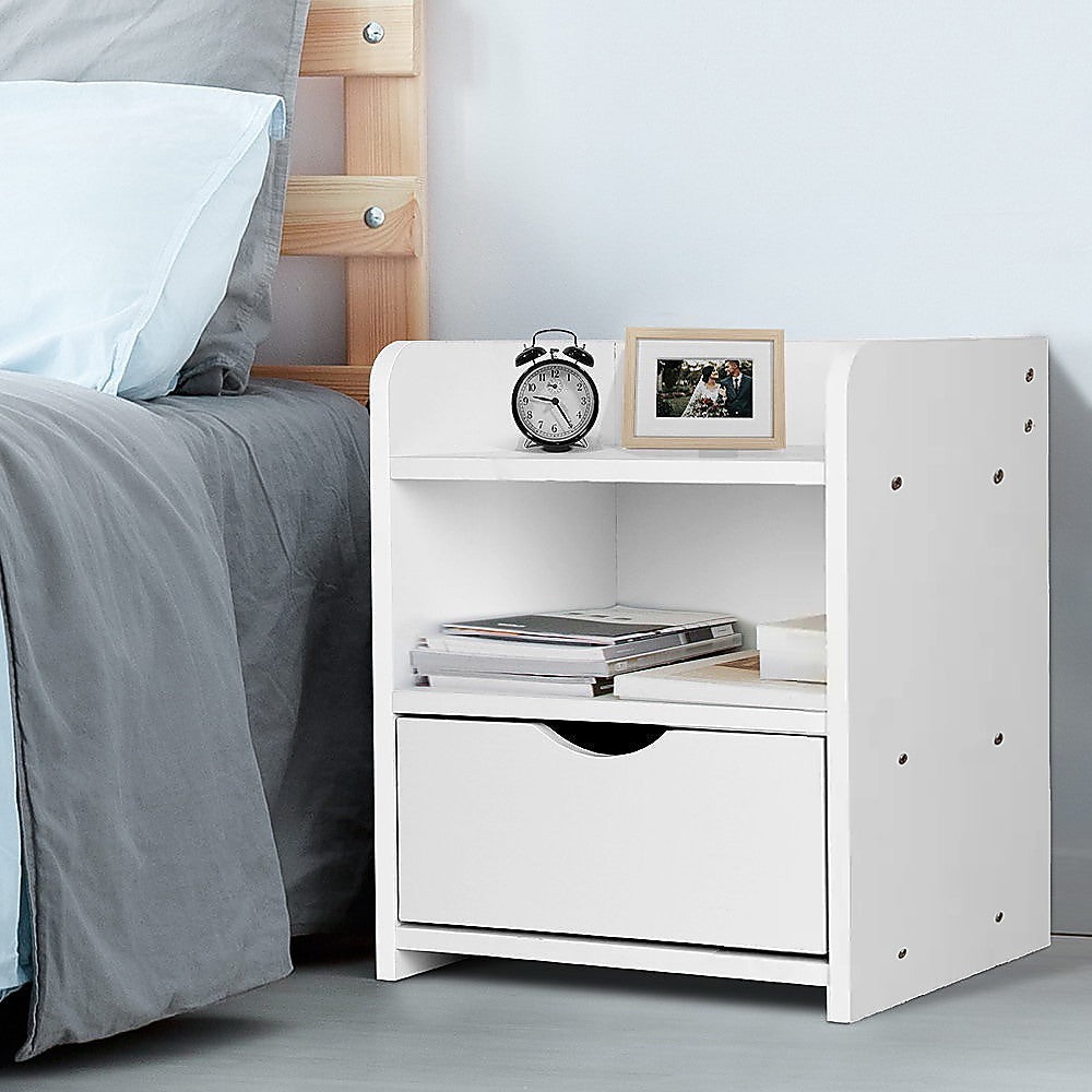 Bedside Nightstand Storage Drawer Shelf