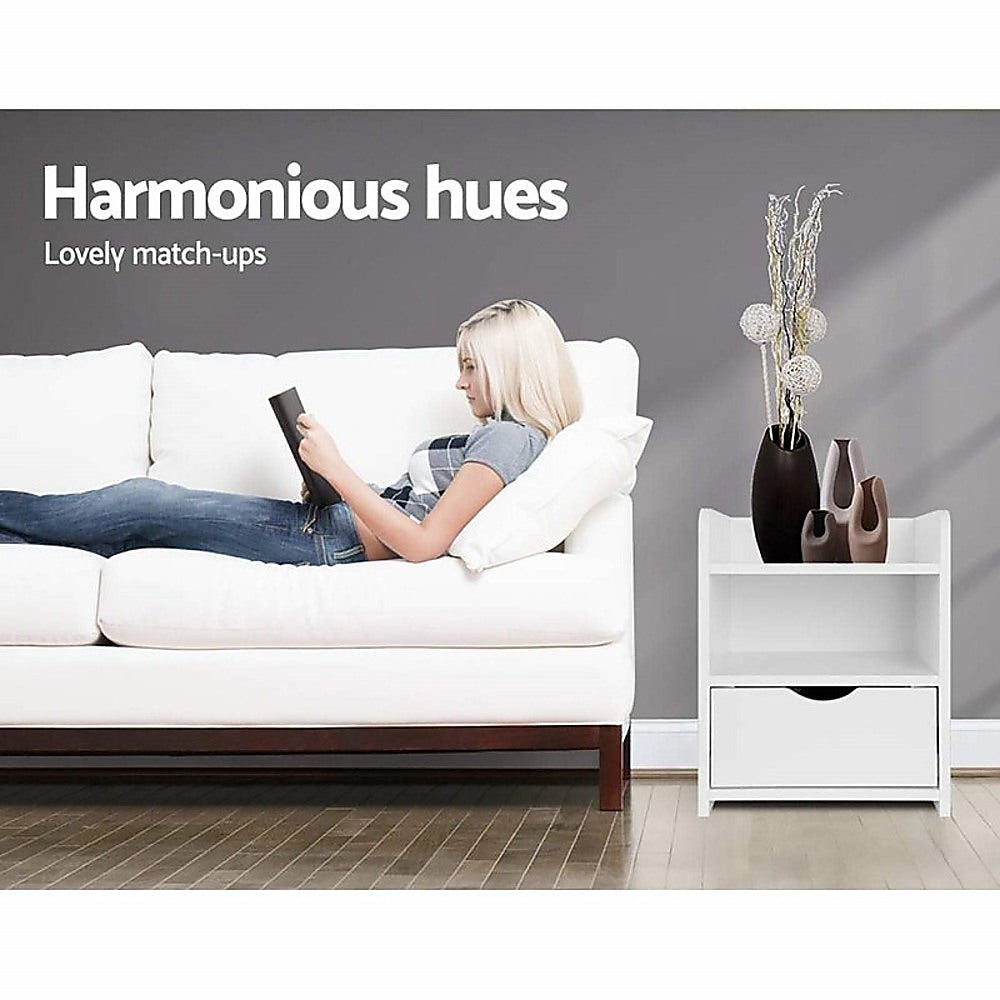 Bedside Nightstand Storage Drawer Shelf