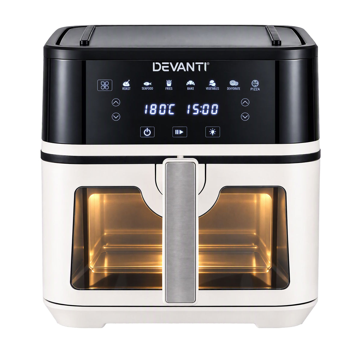 Devanti 8L Air Fryer BBQ Grill 2-in-1 Flip 1650W Touch Control Oil Free White