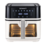 Devanti 8L Air Fryer BBQ Grill 2-in-1 Flip 1650W Touch Control Oil Free White