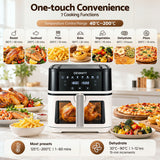 Devanti 8L Air Fryer BBQ Grill 2-in-1 Flip 1650W Touch Control Oil Free White