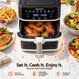 Devanti 8L Air Fryer BBQ Grill 2-in-1 Flip 1650W Touch Control Oil Free White