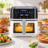 Devanti 8L Air Fryer BBQ Grill 2-in-1 Flip 1650W Touch Control Oil Free White