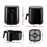 Devanti Air Fryer 6.5L 1700W Digital Touch 8 Presets Non-Stick Basket Black