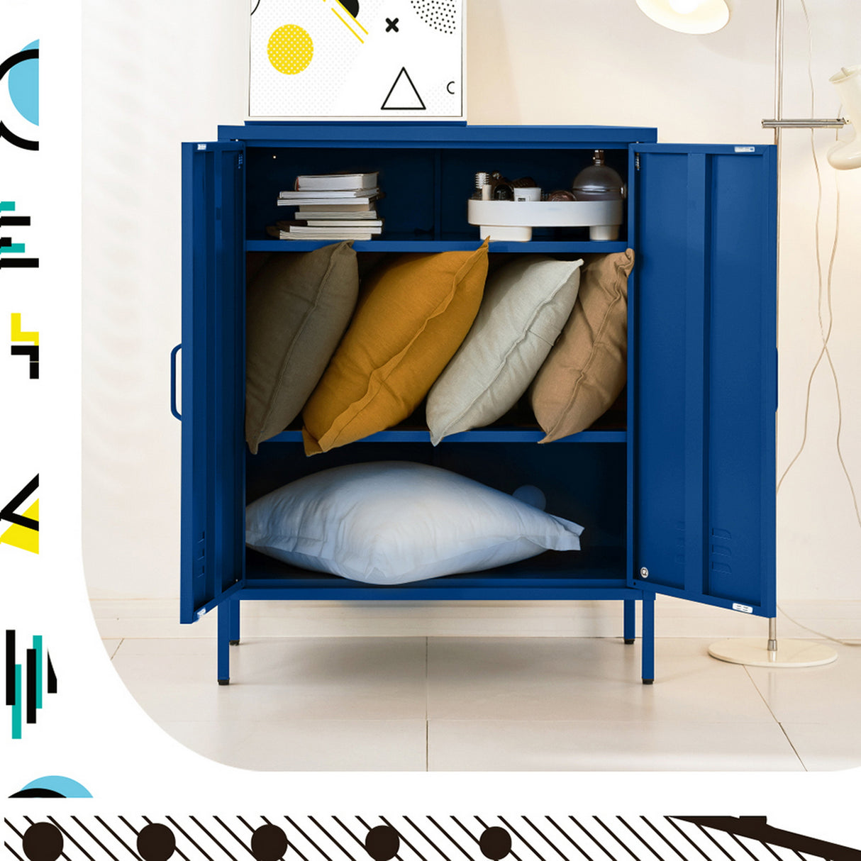 ArtissIn Buffet Sideboard Metal Cabinet - SWEETHEART Blue
