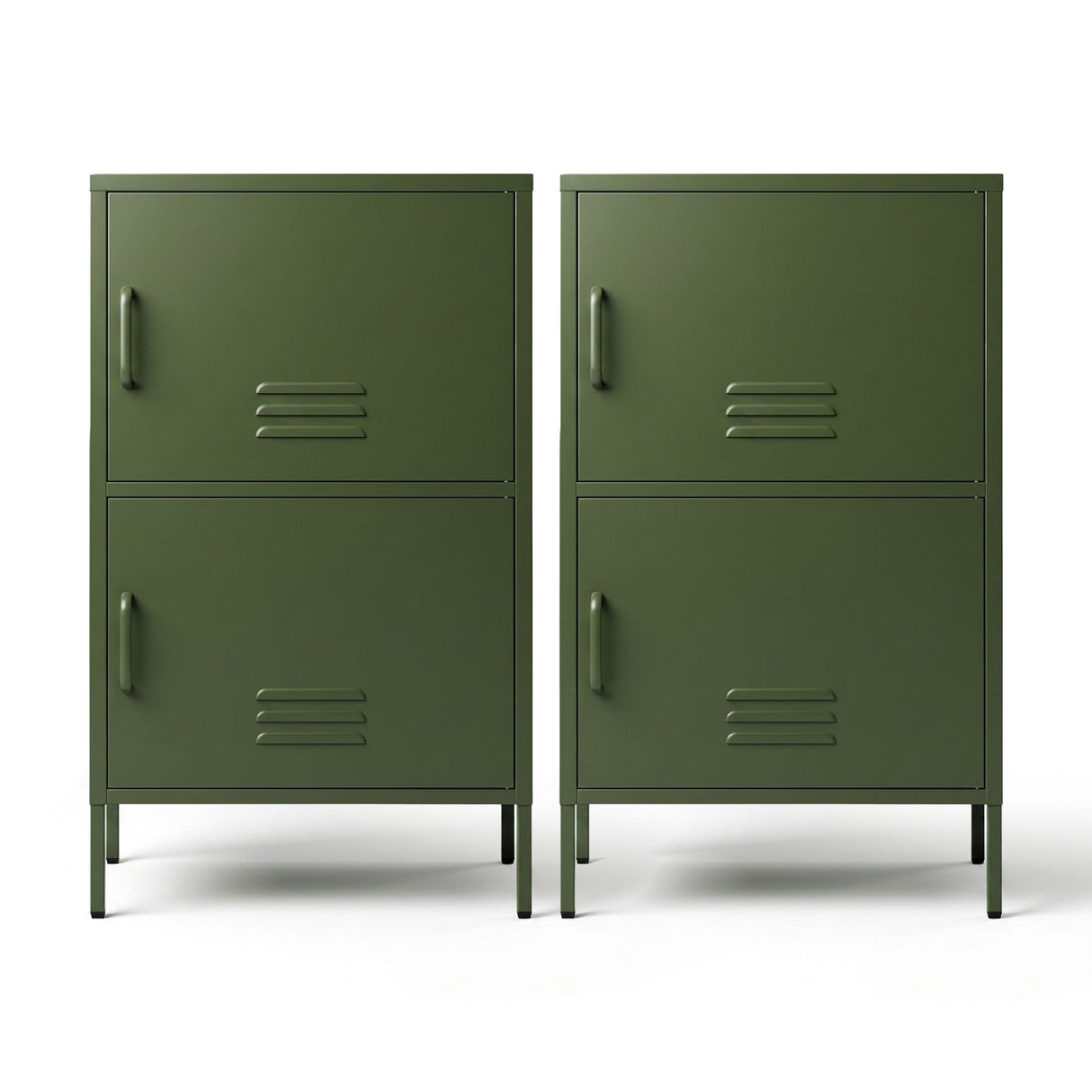 Artiss 2x Buffet Sideboard Cabinet Storage Cupboard 2 Doors Metal Green DOUBLE