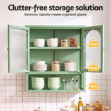 Artiss Buffet Cabinet Sideboard Wall Mounted Fluted Display Storage 70cm Green