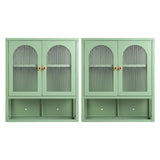 Artiss Buffet Cabinet Sideboards X2 Wall Mounted Fluted Display Storage Green
