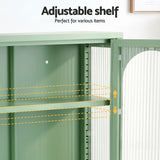Artiss Buffet Cabinet Sideboards X2 Wall Mounted Fluted Display Storage Green