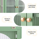 Artiss Buffet Cabinet Sideboards X2 Wall Mounted Fluted Display Storage Green