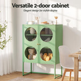 Artiss 2x Buffet Sideboard Cabinet ELLA Cupboard Storage Glass Doors Metal Green
