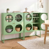 Artiss 2x Buffet Sideboard Cabinet ELLA Cupboard Storage Glass Doors Metal Green