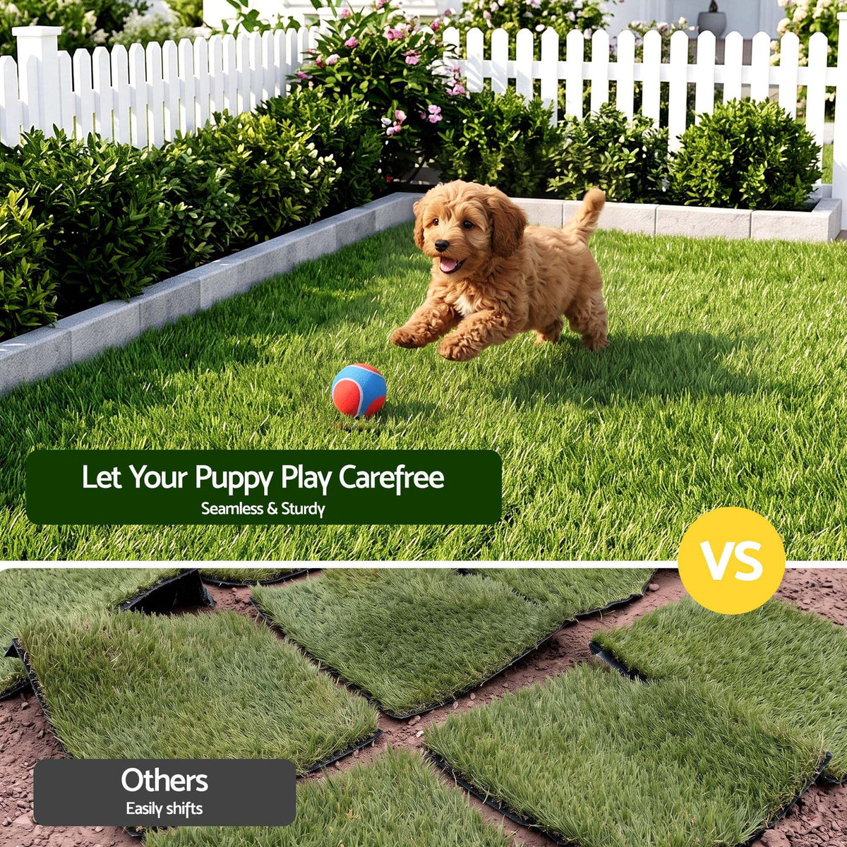 Prime Turf Artificial Grass Turf Tiles Interlocking Fake Grass Mat for Balcony Pet 24 Pack