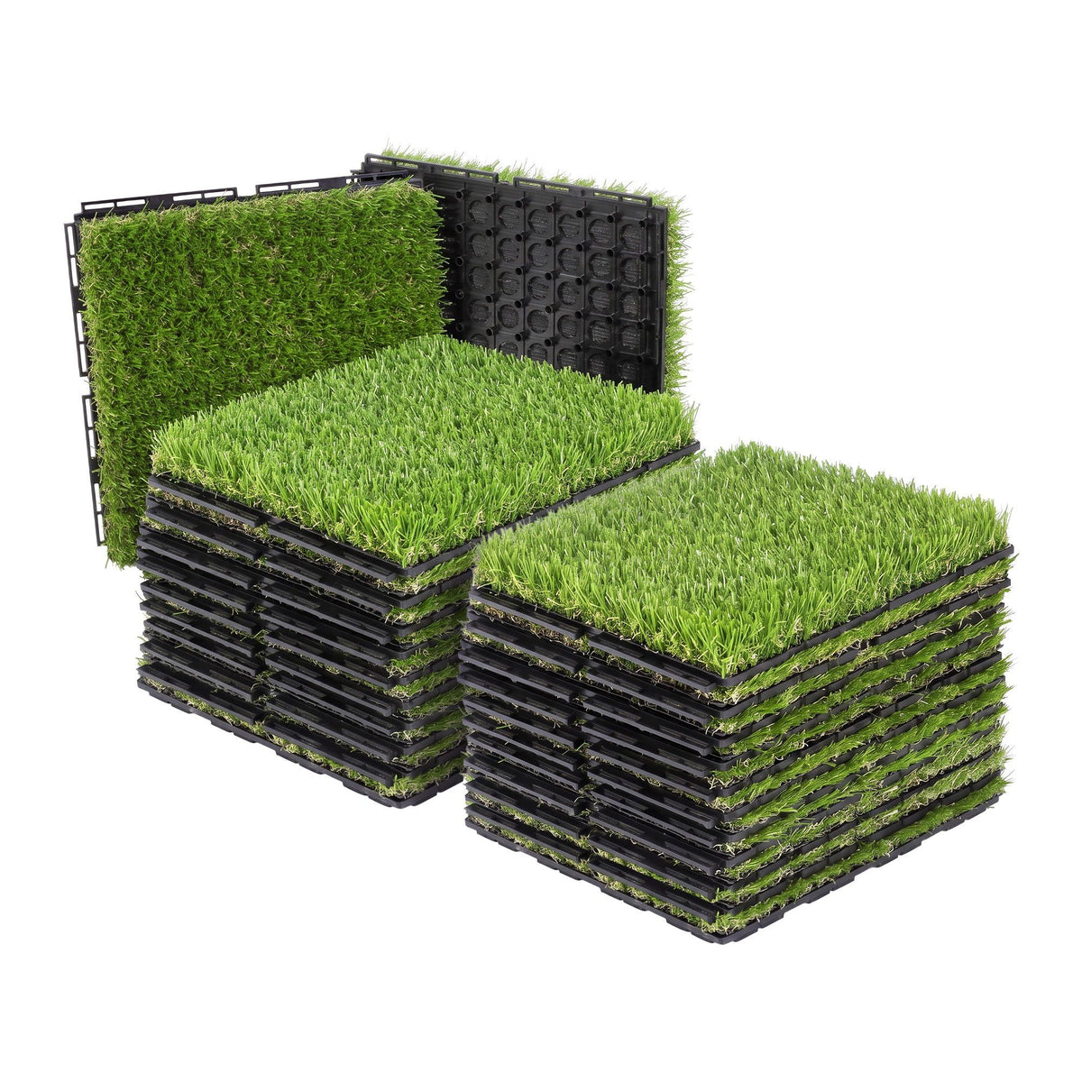 Prime Turf Artificial Grass Turf Tiles Interlocking Fake Grass Mat for Balcony Pet 24 Pack