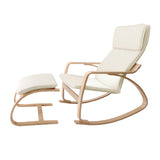 Bentwood Rocking Chair and Foot Stool - Beige