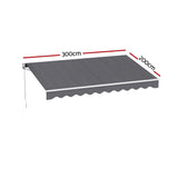 Instahut Retractable Folding Arm Awning Motorised Sunshade 3M X 2M Grey