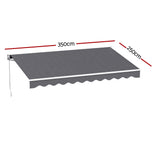Instahut Retractable Folding Arm Awning Motorised Sunshade 3.5M X 2.5M Grey