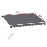 Instahut Retractable Folding Arm Awning Motorised Sunshade 3.5M X 3M Grey