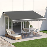 Instahut Retractable Folding Arm Awning Motorised Sunshade 3.5M X 3M Grey