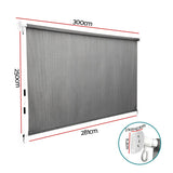 Instahut 3X2.5M HDPE Straight Drop Awning Outdoor Roller Blind Shade Screen Grey