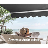 Instahut Window Fixed Pivot Arm Awning Outdoor Blinds Retractable Patio 2.4X2.1M